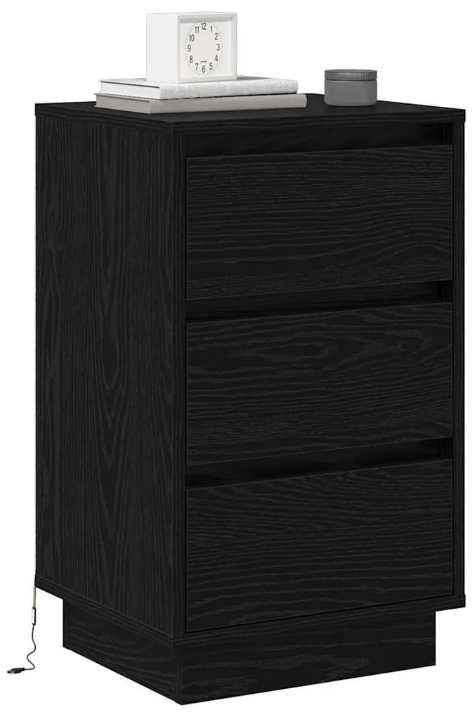 vidaXL Κομοδίνο με συρτάρι Μαύρο 39 x 34.5 x 65 εκ. Επεξεργασμένο ξύλο