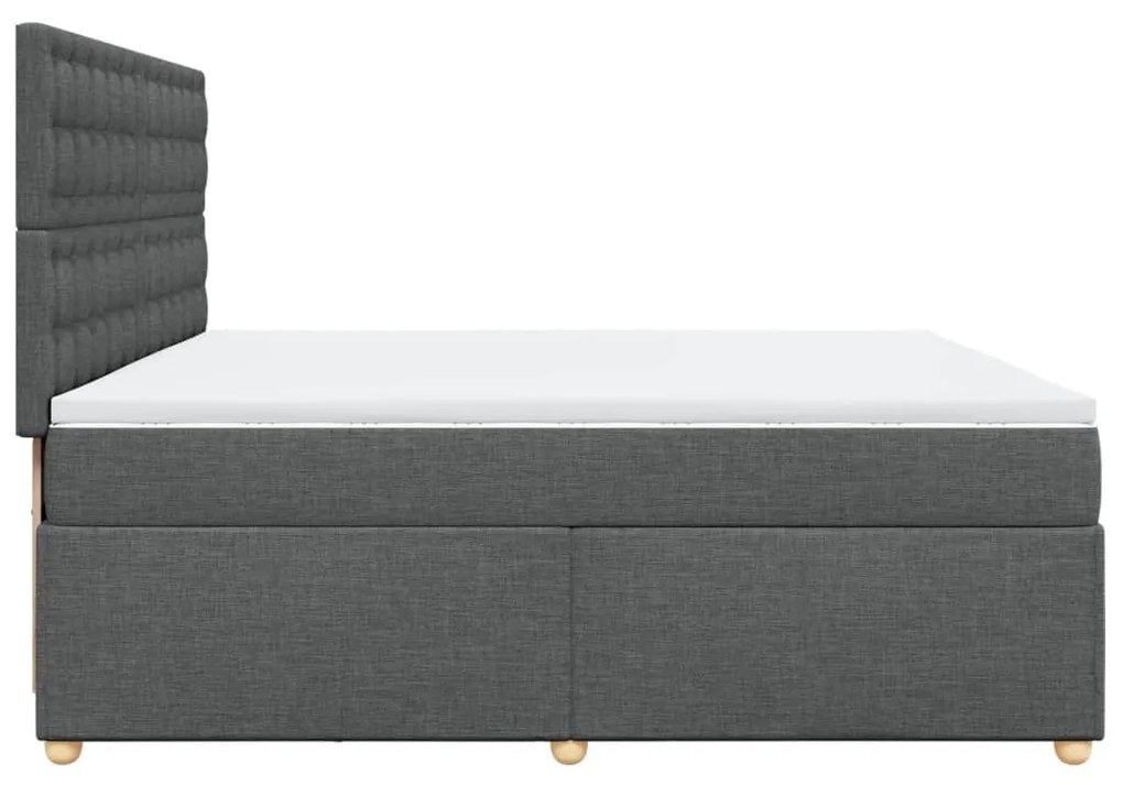 vidaXL Κρεβάτι Boxspring με Στρώμα Σκούρο Γκρι 200x200 εκ. Υφασμάτινο