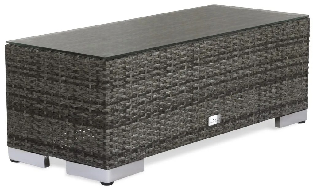 Τραπεζάκι εξωτερικού χώρου Comfort Garden 1379, 32x38x90cm, Γκρι, Επεξεργασμένο γυαλί, Πλαστικό ψάθινο
