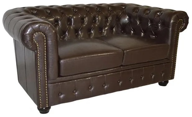 ΚΑΝΑΠΕΣ 2ΘΕΣΙΟΣ T.CHESTERFIELD HM3010.01 ΤΕΧΝΟΔΕΡΜΑ ΣΚΟΥΡΟ ΚΑΦΕ 155x90x73 εκ.