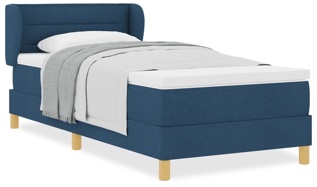 vidaXL κρεβάτι box spring με στρώμα σε μπλε, 80x200 εκ, ύφασμα