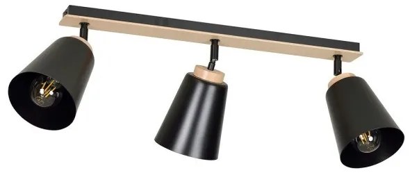 Σποτ Φωτιστικό Οροφής 3xE27 Ατσάλι-Ξύλο ATLAS Made in Poland Emibig-725/3-Μαύρο 725/3