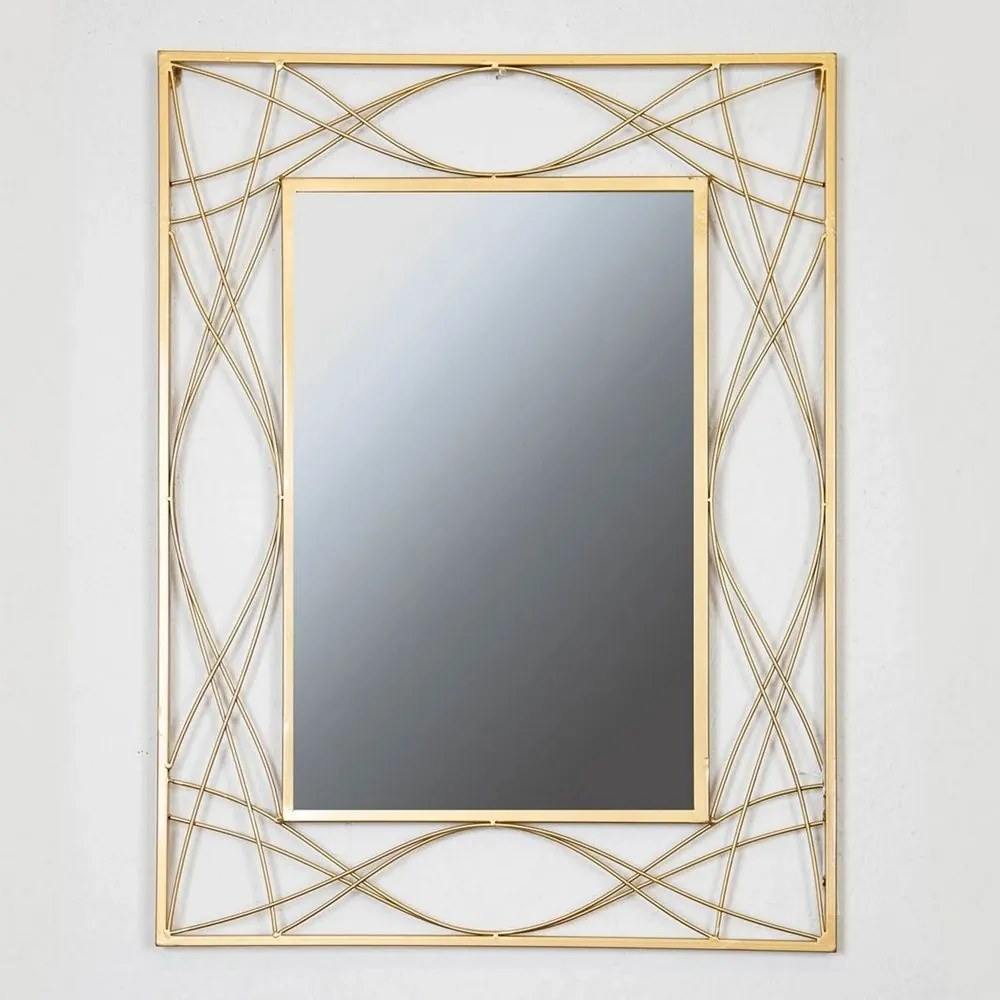 Καθρέπτης Τοίχου Ορθογώνιος 751-11044 79,5x60x2cm Gold Estheti Home Metal, Glass