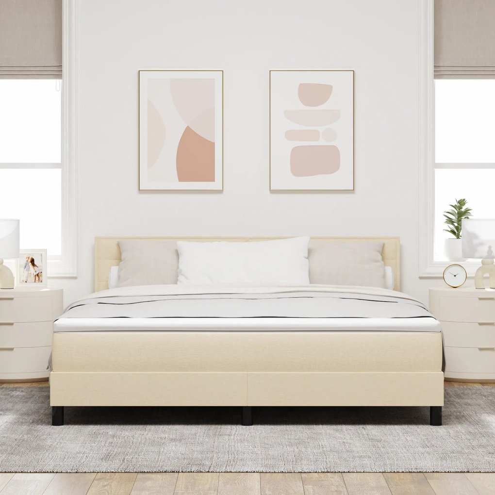 vidaXL Κρεβάτι με Στρώμα Κρεμ 180x200 cm Ύφασμα