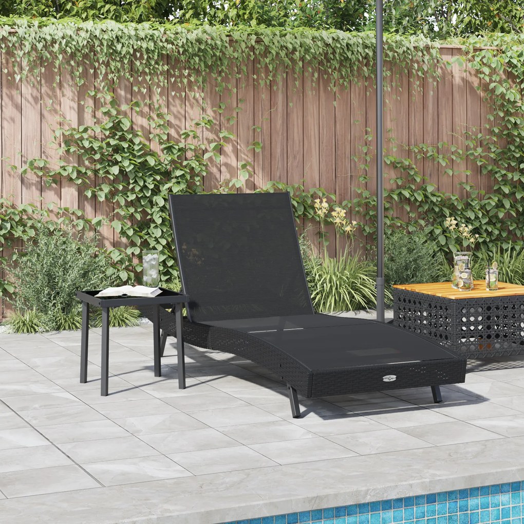 vidaXL Ξαπλώστρα με μαξιλάρι -πρόσωπο 2 pcs Μαύρο 40 x 40 x 40.5 εκ Πολυ ράταν