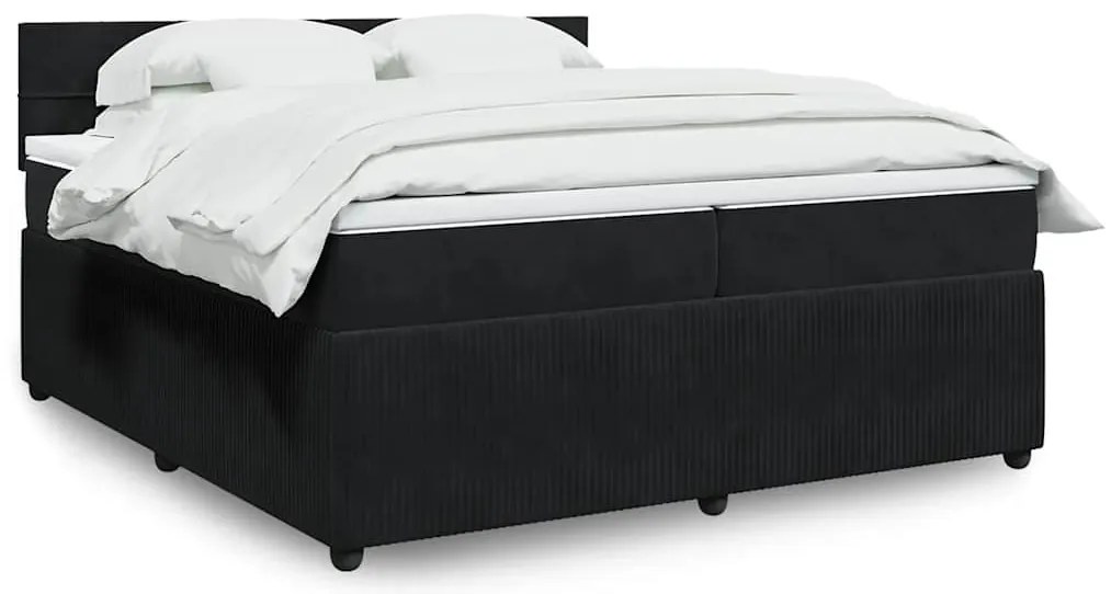 vidaXL Κρεβάτι Boxspring με Στρώμα Μαύρο 200x200 εκ. Βελούδινο