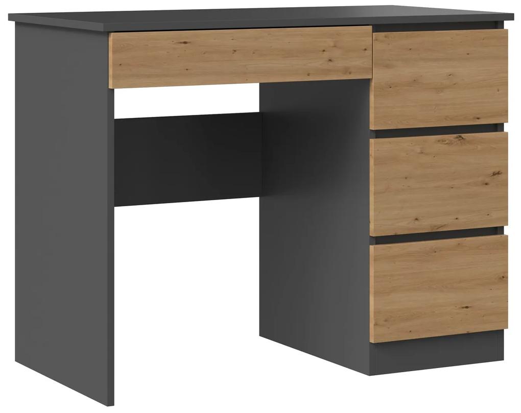 Τραπέζι γραφείου Mandeville D111, Με συρτάρια, 76x98x51cm, 22 kg, Ανθρακί, Artisan βελανιδιά | Epipla1.gr