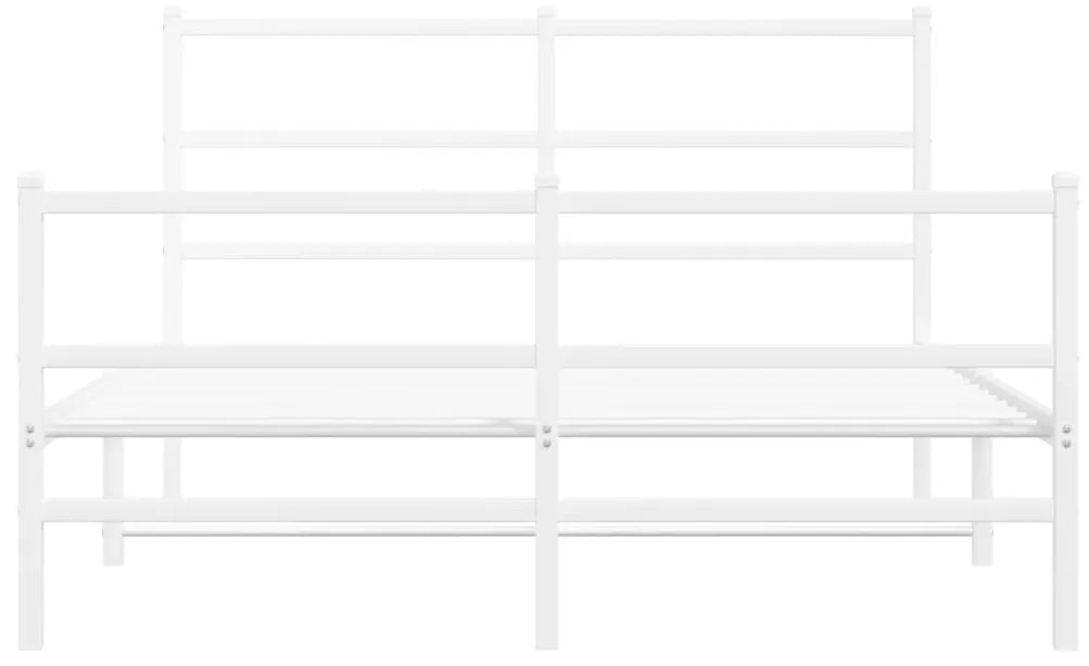 vidaXL Πλαίσιο Κρεβατιού με Κεφαλάρι/Ποδαρικό Λευκό 140x190εκ. Μέταλλο