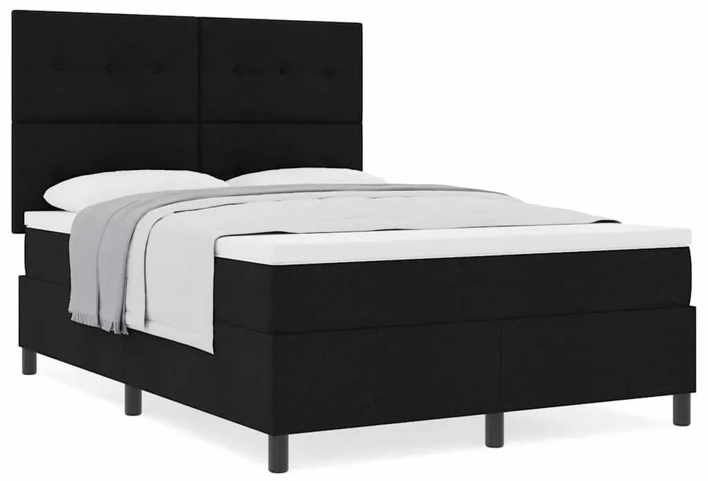 vidaXL Κρεβάτι με ελατήρια με στρώμα Μαύρο 140 x 200 cm ύφασμα