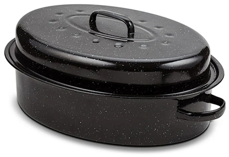 Γάστρα Εμαγιέ Με Καπάκι 10-053-001 Οβάλ 42Χ32cm Black Nava Aluminium