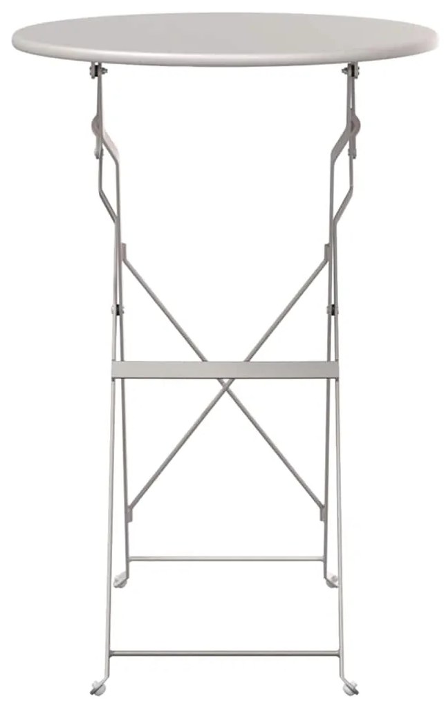 vidaXL Πτυσσόμενο Τραπέζι Μπιστρού Beige Ø50 x 71 cm, Επικαλυμμένο με Πούδρα Χάλυβα