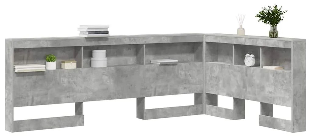 vidaXL Κεφαλάρι Αποθήκης Γκρι σκυροδέματος 120 cm Επεξεργασμένο ξύλο