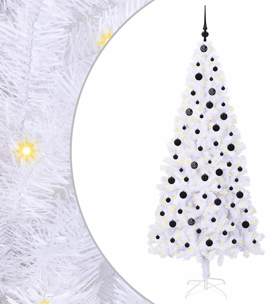 vidaXL Τεχνητό Χριστουγεννιάτικο Δέντρο Λευκό 210 cm PVC και Ατσάλι