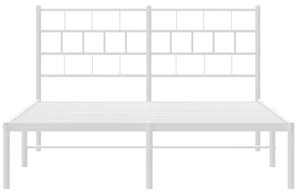 vidaXL Πλαίσιο Κρεβατιού με Κεφαλάρι Λευκό 150 x 200 εκ. Μεταλλικό