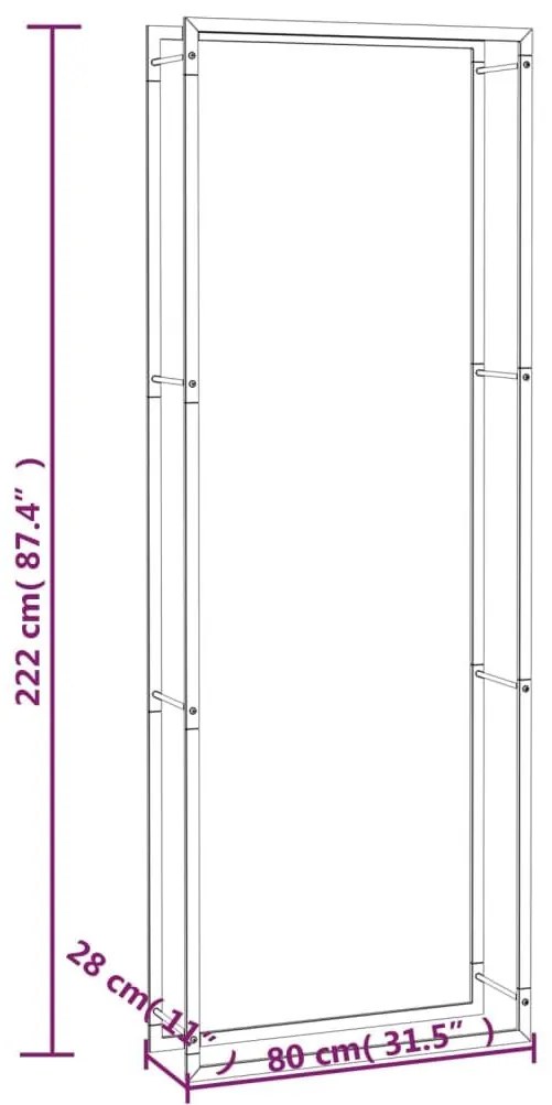 Ραφιέρα Καυσόξυλων Ματ Μαύρο 80 x 28 x 222 εκ. Ατσάλι - Μαύρο