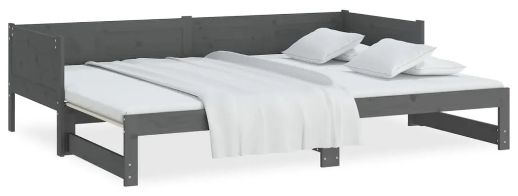 vidaXL Καναπές Κρεβάτι Συρόμενος Γκρι 2x(90x200) εκ. από Μασίφ Πεύκο