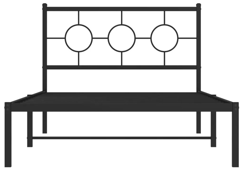 Πλαίσιο Κρεβατιού με Κεφαλάρι Μαύρο 107 x 203 εκ. Μεταλλικό - Μαύρο