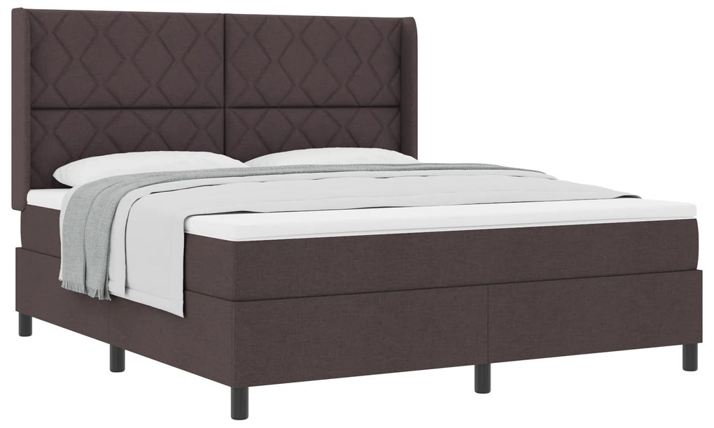 vidaXL Κρεβάτι με Στρώμα Dark Brown 180x200 εκ. Υφάσμα