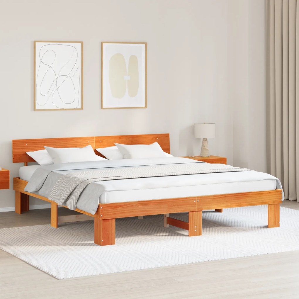 vidaXL Σκελετός Κρεβατιού Καφέ κεριού 180 x 200 cm Ξύλο πεύκου