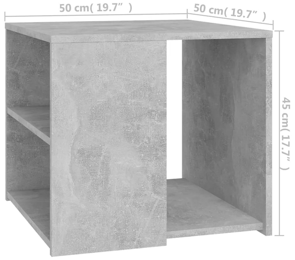 vidaXL Τραπέζι Βοηθητικό Γκρι Σκυροδέματος 50x50x45 εκ. Επεξ. Ξύλο