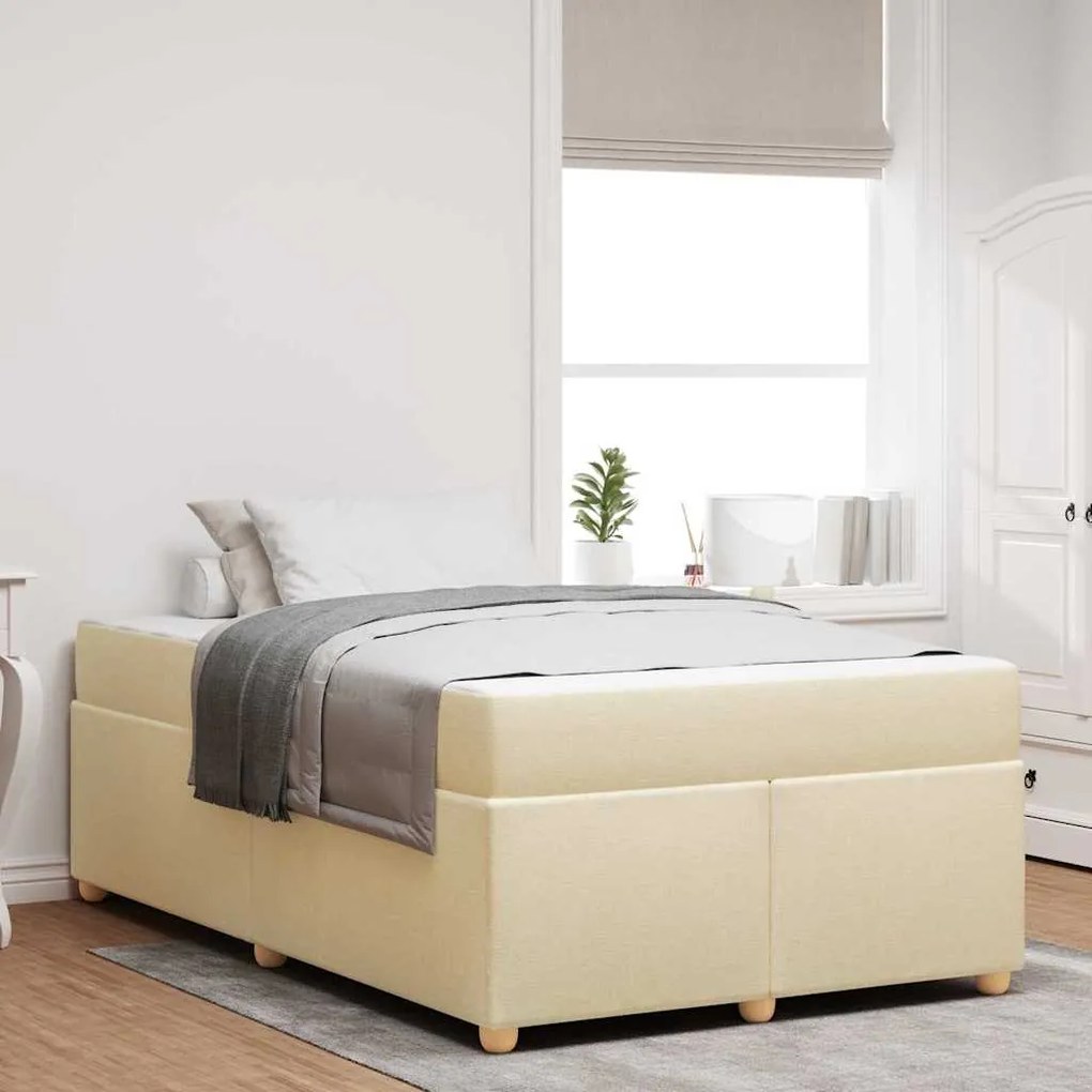 vidaXL Σκελετός Κρεβατιού με στρώμα Κρεμ 120 x 200 cm ύφασμα