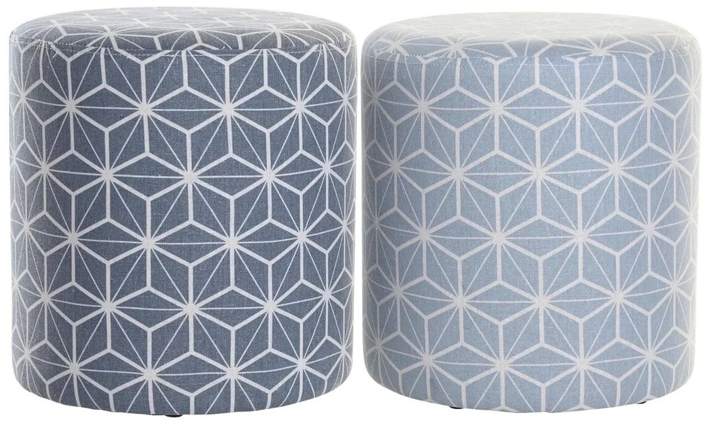 Υποπόδια DKD Home Decor 31 x 31 x 33 cm Μπλε Sky μπλε Τζίντζερ Γεωμετρική Μεσογείακός (x2)