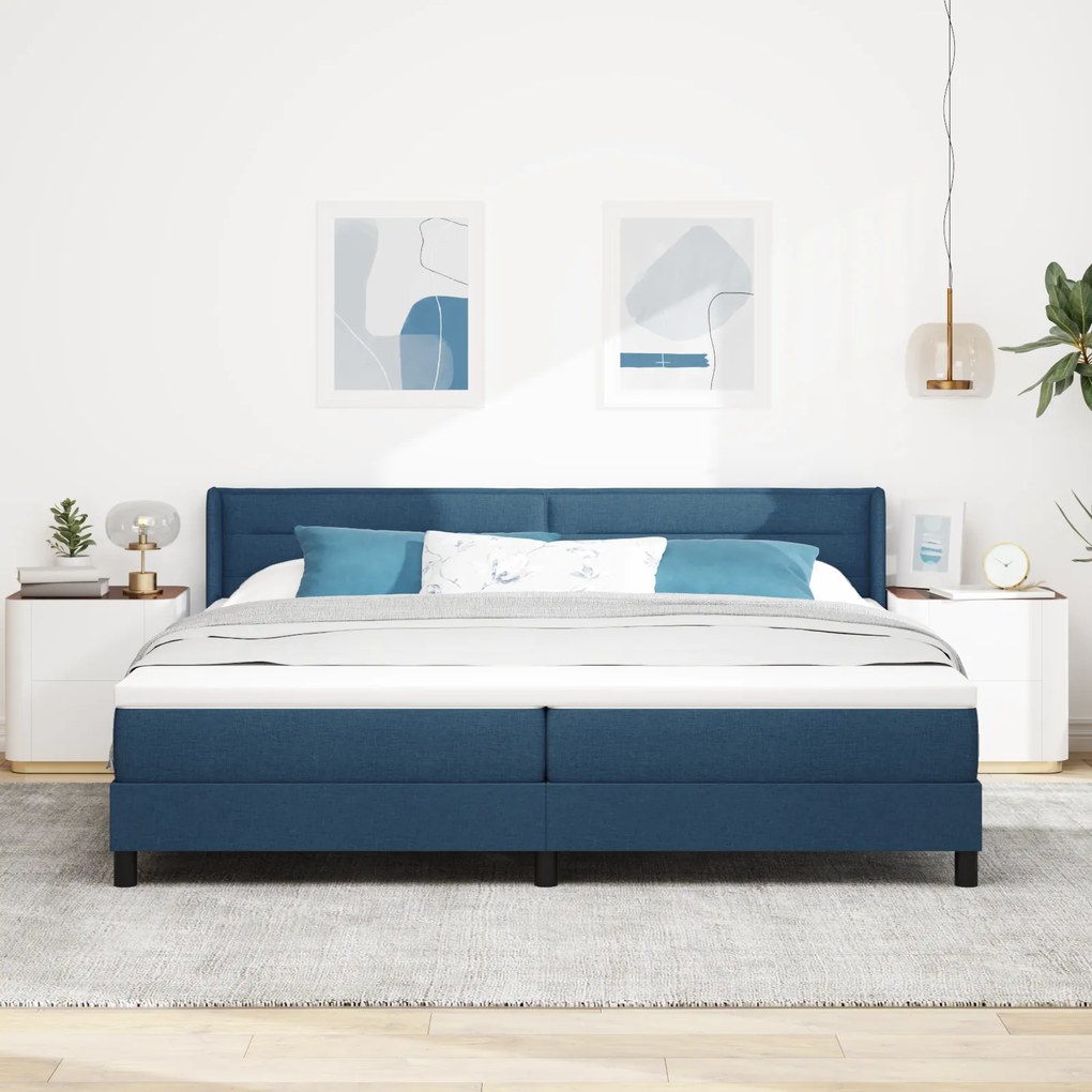 vidaXL Κρεβάτι Στραγγαλιστή με Στρώμα Μπλε 200x200 εκ Υφάσματος