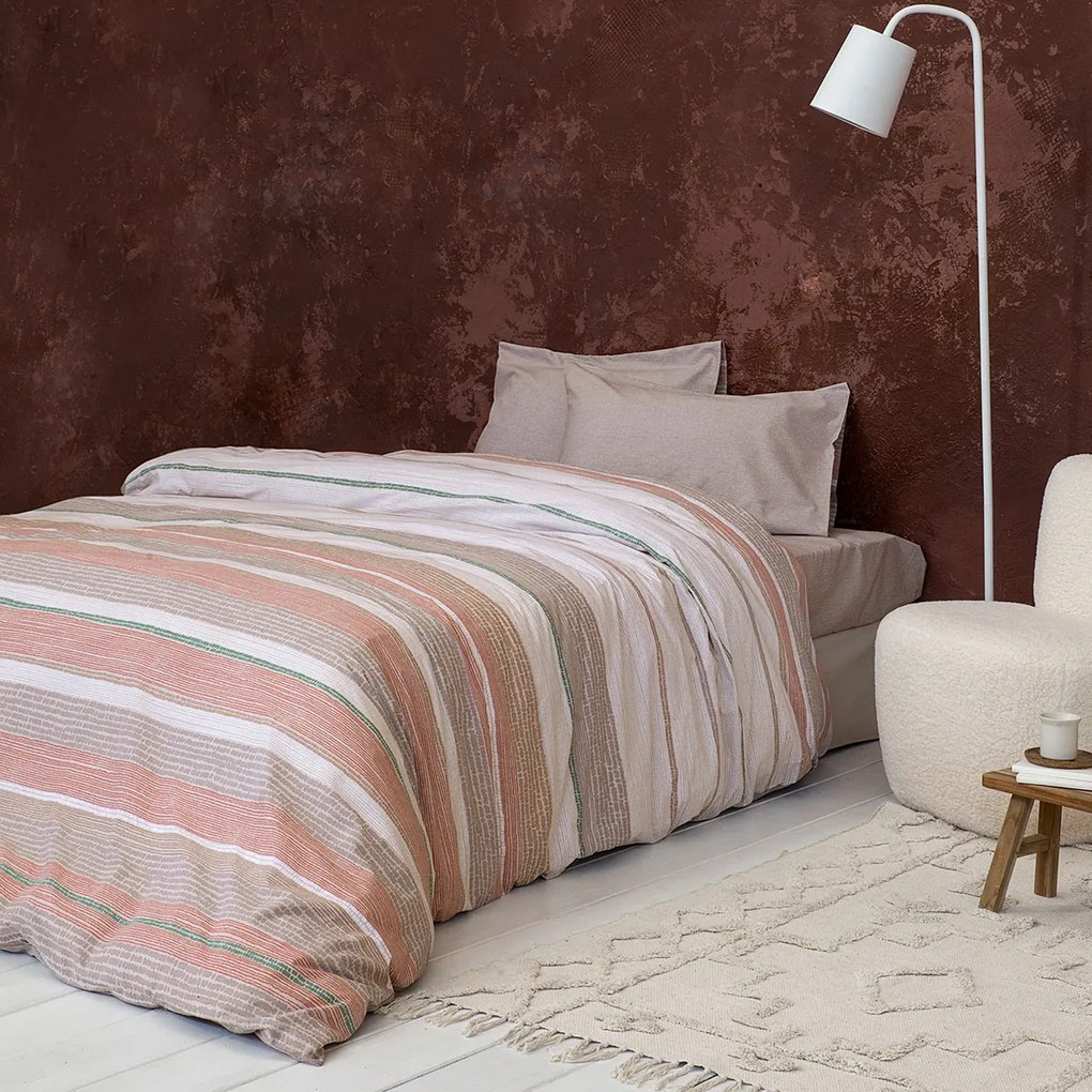 Σεντόνια Μονά (Σετ) Nima Bed Linen Pedra Μπεζ,Σομόν ΧΩΡΙΣ ΛΑΣΤΙΧΟ 170x260