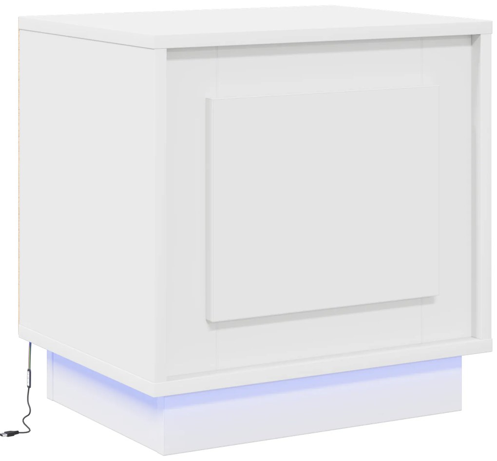 vidaXL Κομοδίνα με LED Φώτα 2 τμχ Λευκό 44x34,5x45 εκ