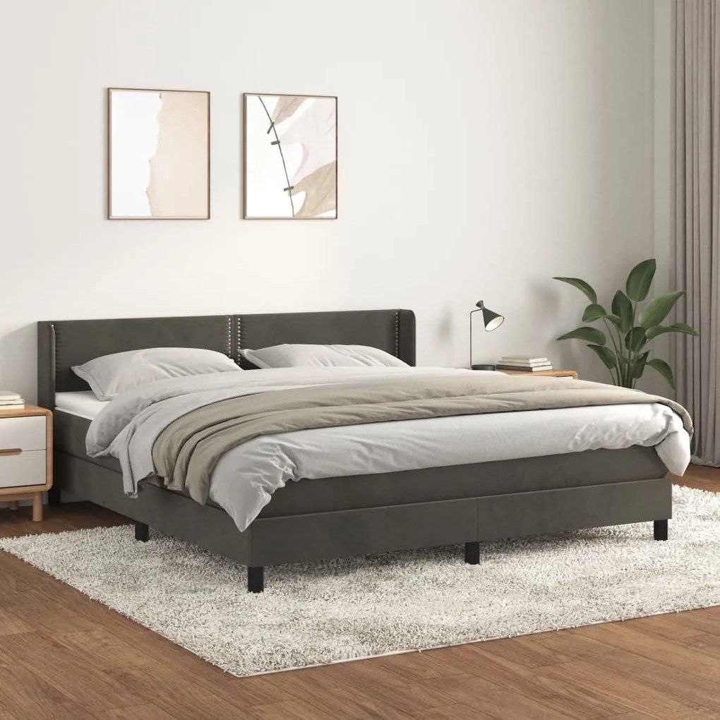 ΚΡΕΒΑΤΙ BOXSPRING ΜΕ ΣΤΡΩΜΑ ΣΚΟΥΡΟ ΓΚΡΙ 160X200 ΕΚ. ΒΕΛΟΥΔΙΝΟ 3130908