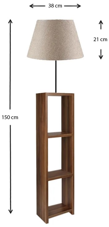 Φωτιστικό δαπέδου Loyd Megapap υφασμάτινο/Pvc/MDF χρώμα μπεζ/καρυδί 38x38x150εκ. - GP029-0088,1