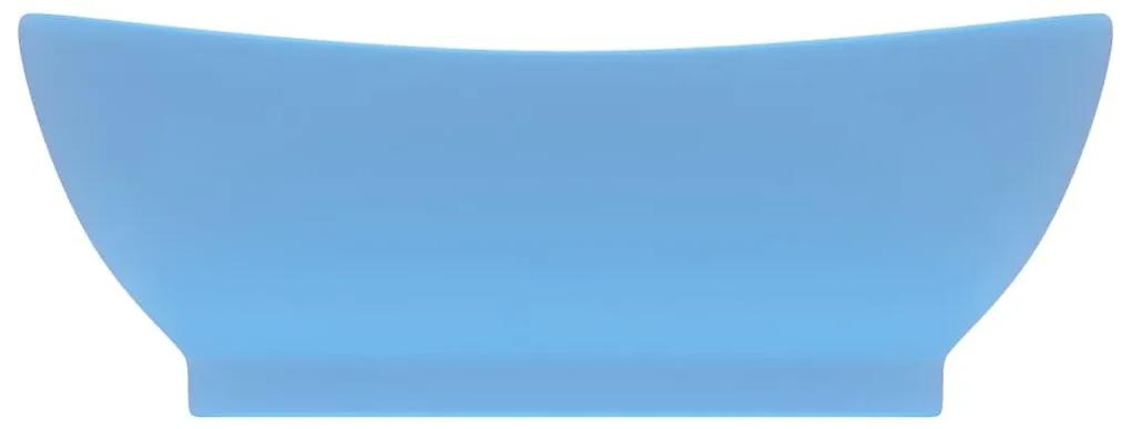 Νιπτήρας με Υπερχείλιση Οβάλ Γαλάζιο Ματ 58,5x39 εκ. Κεραμικός - Μπλε