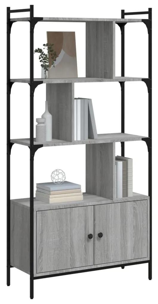 Βιβλιοθήκη με Πόρτες Γκρι Sonoma 76,5x30x154,5 εκ. Επεξ. Ξύλο - Γκρι