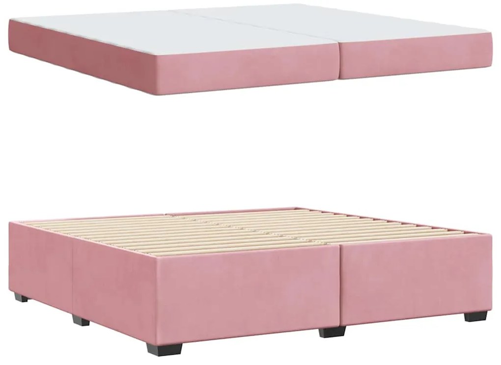 vidaXL Σκελετός Κρεβατιού με στρώμα Ροζ 200 x 200 cm ύφασμα