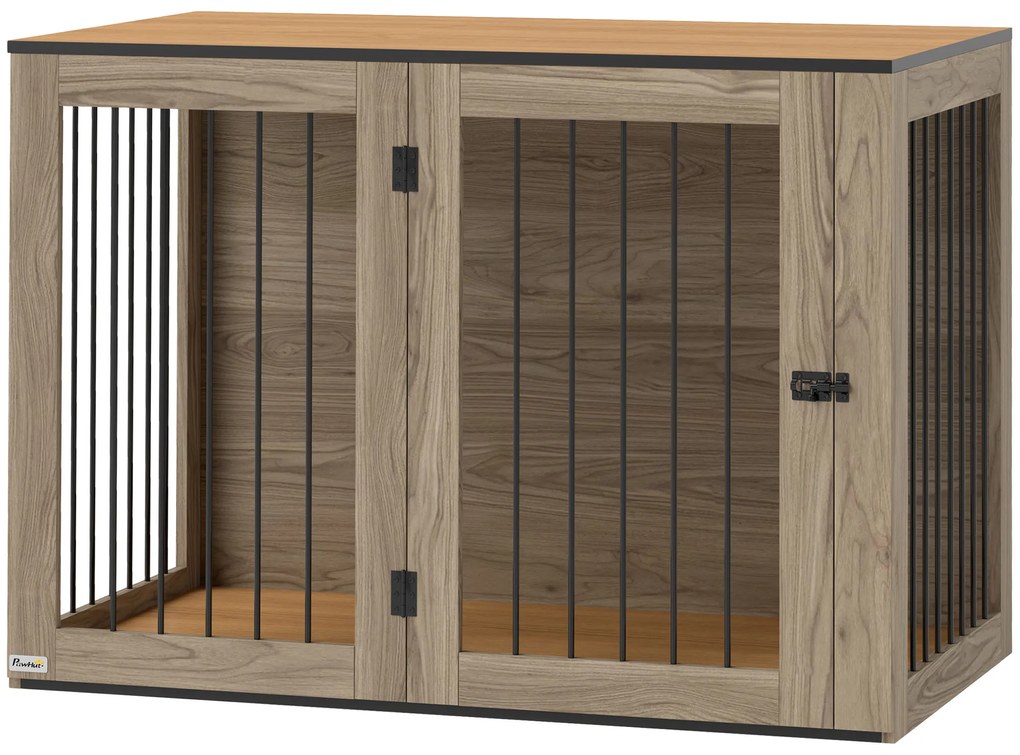 PawHut Κλουβί Σκύλου, Κλουβί Κατοικιδίου για Μεγάλους Σκύλους, Σκυλόσπιτο, Εσωτερικού Χώρου, 106 x 60 x 76 cm, Δρυς