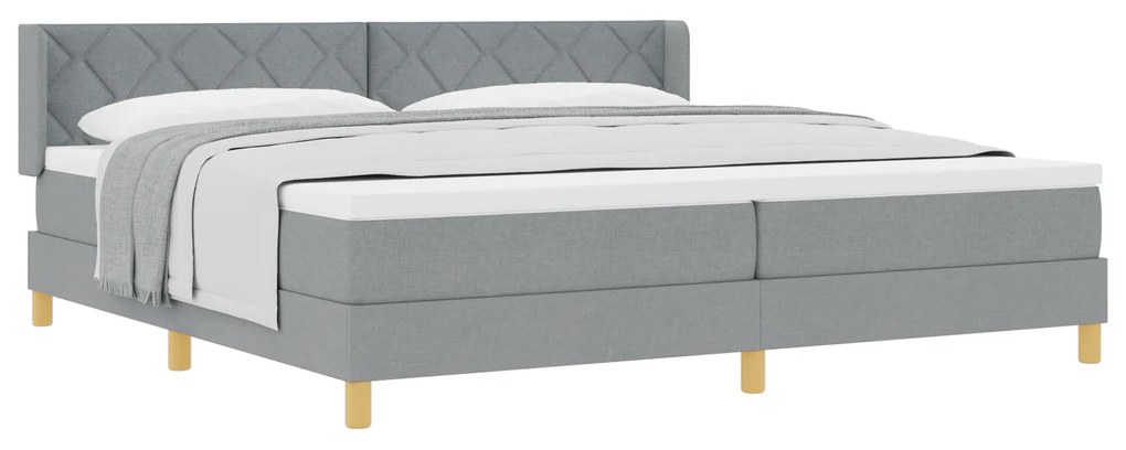 vidaXL Κρεβάτι Box Spring, Ανοιχτό Γκρι, 200x200 cm Υφασμάτινο