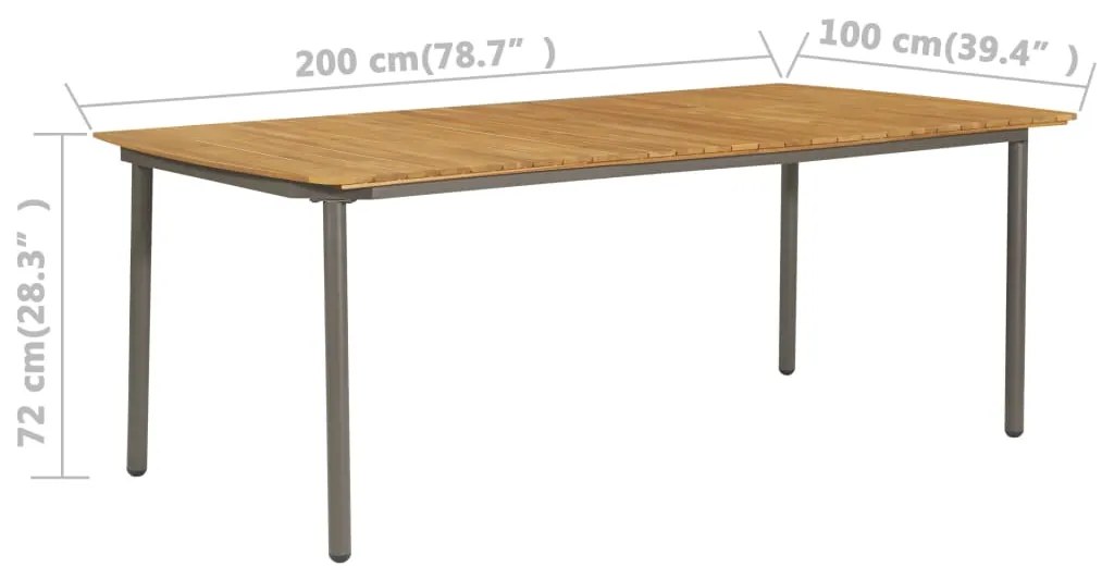 vidaXL Τραπέζι Κήπου 200 x 100 x 72 εκ. Μασίφ Ξύλο Ακακίας / Ατσάλι