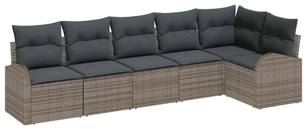 vidaXL Σετ Καναπέ Κήπου με μαξιλάρι 6 pcs Γκρι Πολυ ράταν