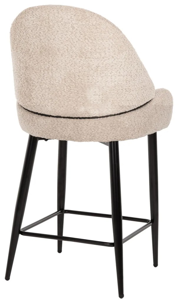 Σκαμπό μπαρ Μεσαίου Ύψους SARKY Ύφασμα Μπουκλέ Εκρού και Μαύρο Μεταλλικά Πόδια 55x62x105Yεκ. 2αδα 55x62x105 εκ.