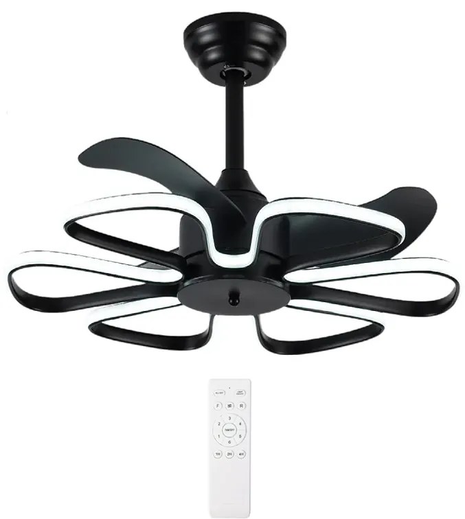 POWERTECH ανεμιστήρας οροφής HLL-0174 με LED φως, 96W, Φ55x35cm, μαύρος
