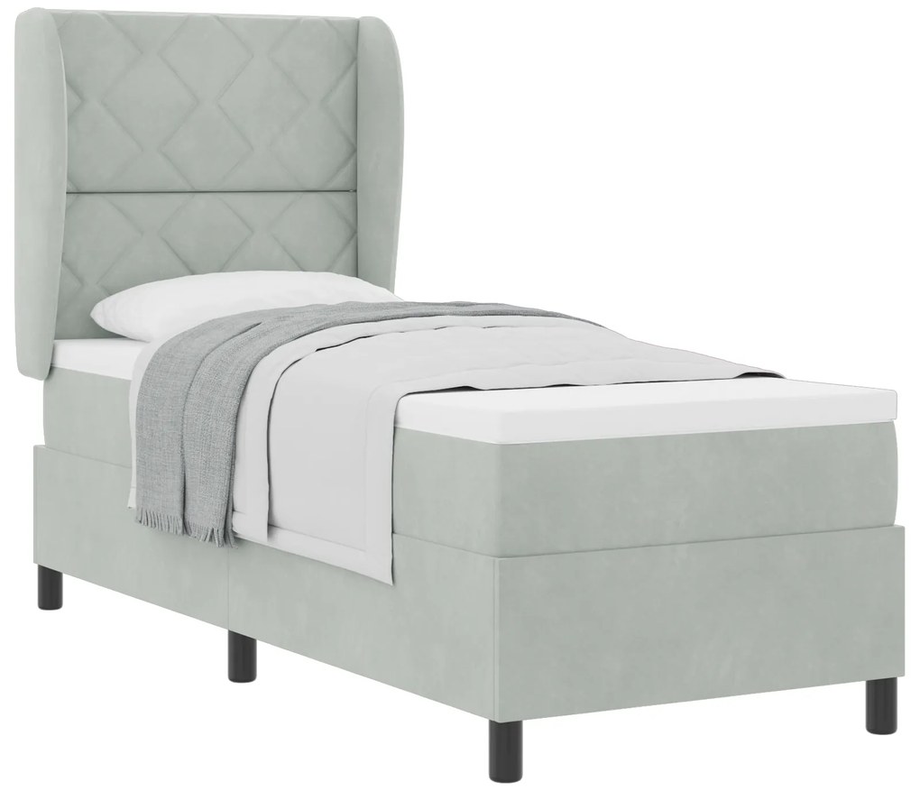 vidaXL κρεβάτι Box Spring με στρώμα ανοιχτό γκρι 80x200 εκ. βελούδο