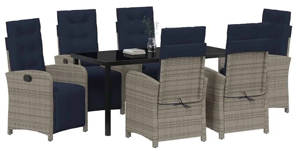 vidaXL Σέτ φαγητού για κήπο 7 pcs Γκρι συνθετικό ρατάν