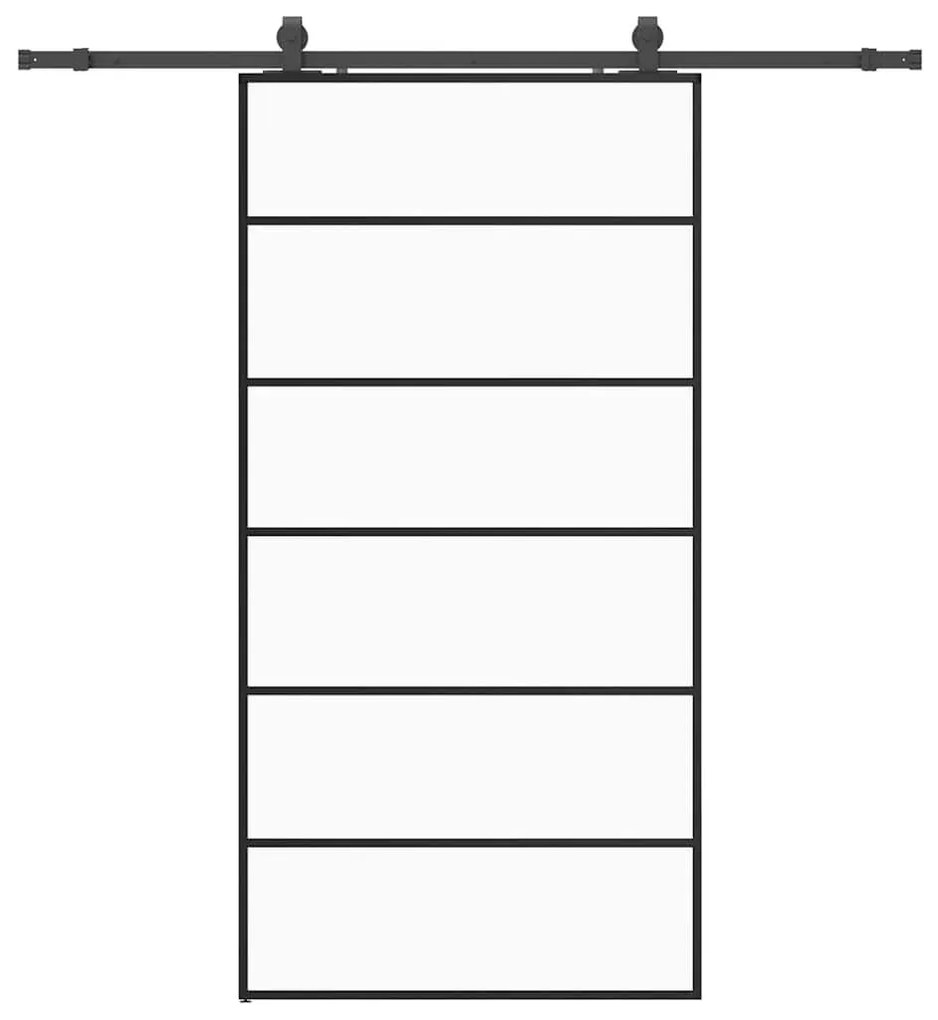 Συρόμενη πόρτα με σετ υλικού Μαύρο 102x205 cm ESG Γυαλί - Μαύρο