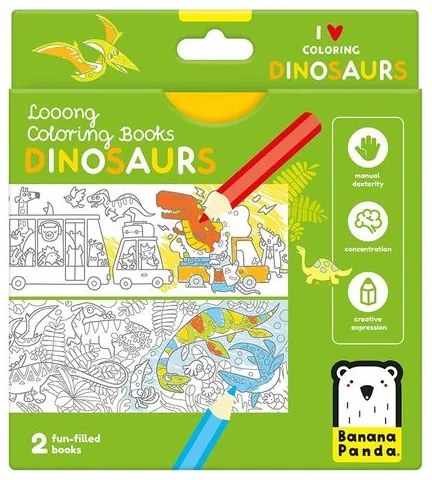 Banana Panda Βιβλία Ζωγραφικής 2Τμχ 4+ ΕτώνLooong Με Δεινόσαυρους - Dinosaurs BP50160