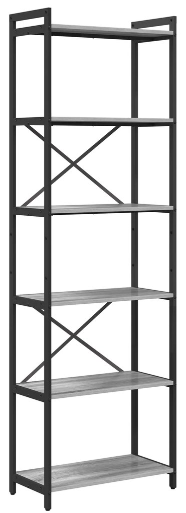 vidaXL Βιβλιοθήκη Γκρι sonoma 60 x 30 x 188 εκ Επεξεργασμένο ξύλο