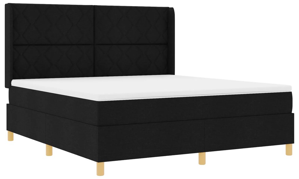 vidaXL Κρεβάτι Box Spring με Στρώμα & LED Μαύρο 180x200 εκ Υφασμά