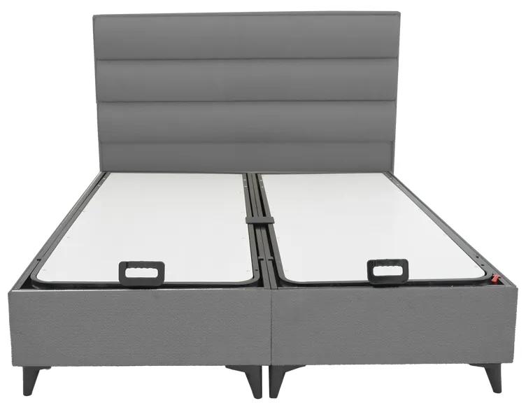 Κρεβάτι διπλό Luxe pakoworld με αποθηκευτικό χώρο γκρι ύφασμα 160x200εκ