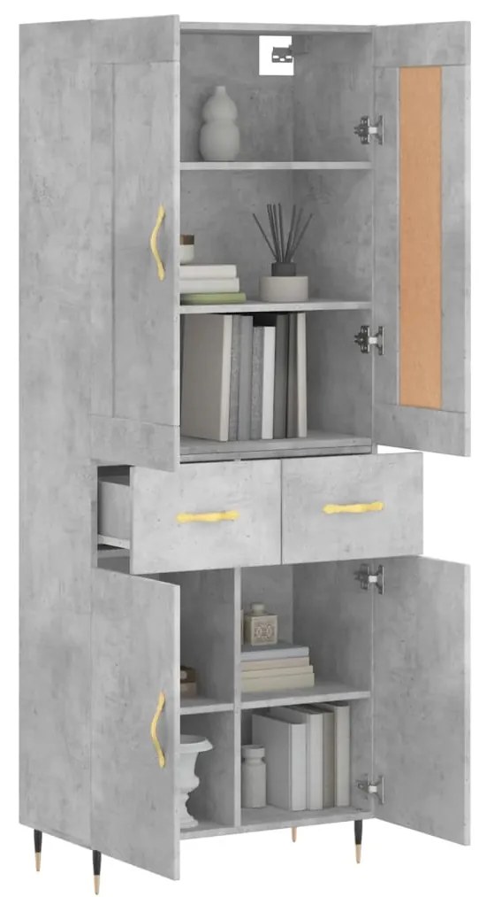 vidaXL Ντουλάπι Γκρι Σκυροδέματος 69,5x34x180 εκ. Επεξεργασμένο Ξύλο
