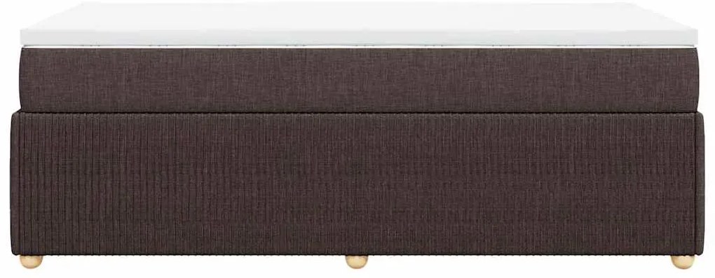 vidaXL Κρεβάτι Boxspring με Στρώμα Σκούρο Καφέ 90x200 εκ. Υφασμάτινο
