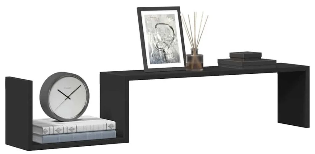 vidaXL Ραφιέρες Τοίχου 2 τεμ. Μαύρες 100 x 15 x 20 εκ. από Επεξ. Ξύλο